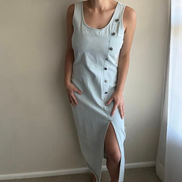 American Vintage Sweaters - Vintage 90's Margo's Sport Denim Midi Dress grunge rocker biker retro coastal